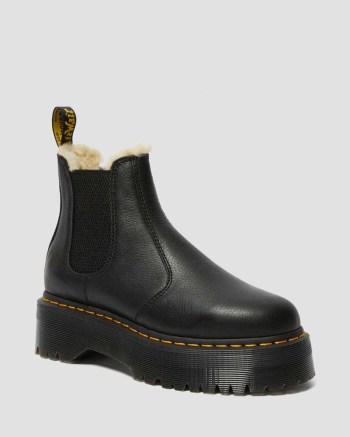 Dr Martens 2976 Faux Fur Lined Platform Chelsea Cizmy Damske Čierne | 0123-SHDWY